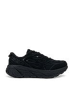 Hoka U Clifton L Suede in Black & Black, view 1, click to view large image.