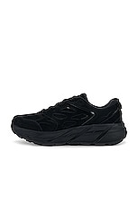 Hoka U Clifton L Suede in Black & Black, view 5, click to view large image.