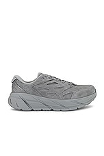 Hoka U Clifton L Suede in Limestone & Limestone, view 1, click to view large image.