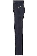 Heron Preston Distressed Canvas Carpenter Pants in Navy Blue, view 4, click to view large image.