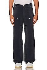Heron Preston Distressed Canvas Carpenter Pants in Navy Blue, view 6, click to view large image.
