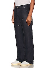 Heron Preston Distressed Canvas Carpenter Pants in Navy Blue, view 7, click to view large image.