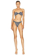 Hunza G Jean Bikini in Navy & White Stripe, view 1, click to view large image.