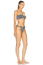 Hunza G Jean Bikini in Navy & White Stripe, view 2, click to view large image.