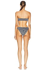 Hunza G Jean Bikini in Navy & White Stripe, view 3, click to view large image.