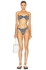 Hunza G Jean Bikini in Navy & White Stripe, view 4, click to view large image.