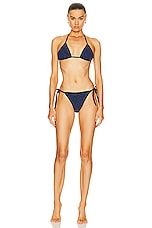 Hunza G Gina Lurex Bikini in Navy & Silver, view 1, click to view large image.