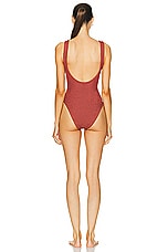 Hunza G Domino One Piece Swimsuit in Metallic Rosewood, view 3, click to view large image.