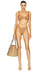 Hunza G Hallie Bikini Set in Metallic Cocoa, view 1, click to view large image.