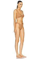Hunza G Hallie Bikini Set in Metallic Cocoa, view 2, click to view large image.