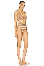 Hunza G Nadine Bikini Set in Metallic Cocoa & White, view 2, click to view large image.