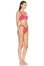Hunza G Bonnie Bikini Set in Red & White Stripe, view 2, click to view large image.