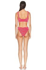 Hunza G Bonnie Bikini Set in Red & White Stripe, view 3, click to view large image.