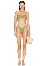 Hunza G Gloria Bikini Set in Metallic Moss, view 1, click to view large image.