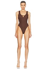 Hunza G Celine One Piece Swimsuit in Metallic Chocolate, view 1, click to view large image.