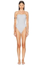 Hunza G Brooke Swim One Piece in Metallic Grey & Silver, view 1, click to view large image.