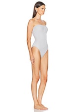 Hunza G Brooke Swim One Piece in Metallic Grey & Silver, view 2, click to view large image.