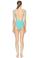 Hunza G Square Neck Swim One Piece in Aqua, view 3, click to view large image.