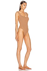 Hunza G Classic Square Neck One Piece Swimsuit in Metallic Cocoa, view 2, click to view large image.