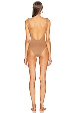 Hunza G Classic Square Neck One Piece Swimsuit in Metallic Cocoa, view 3, click to view large image.