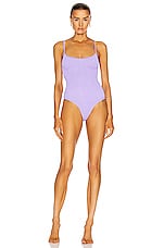 Hunza G Pamela One Piece Swimsuit in Lilac, view 1, click to view large image.