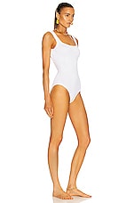 Hunza G Classic Square Neck One Piece Swimsuit in White, view 2, click to view large image.