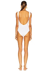 Hunza G Classic Square Neck One Piece Swimsuit in White, view 3, click to view large image.