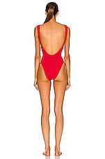 Hunza G Square Neck Swimsuit in Red, view 3, click to view large image.