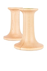 HAWKINS NEW YORK Set of 2 Extra Small Simple Candle Holder in Maple, view 1, click to view large image.