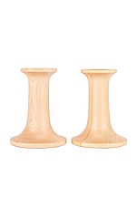 HAWKINS NEW YORK Set of 2 Extra Small Simple Candle Holder in Maple, view 2, click to view large image.