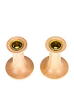 HAWKINS NEW YORK Set of 2 Extra Small Simple Candle Holder in Maple, view 3, click to view large image.