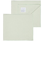 HAWKINS NEW YORK Essential Waffle Dish Towel Set Of 2 in Olive & Sage, view 2, click to view large image.