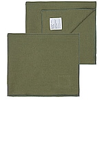 HAWKINS NEW YORK Essential Waffle Dish Towel Set Of 2 in Olive & Sage, view 3, click to view large image.