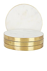 HAWKINS NEW YORK Simple Marble Set Of 4 Coasters in White, view 2, click to view large image.