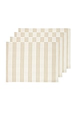 HAWKINS NEW YORK Essential Striped Set Of 4 Placemats in Ivory & Flax, view 1, click to view large image.
