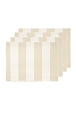 HAWKINS NEW YORK Essential Striped Set Of 4 Placemats in Ivory & Flax, view 3, click to view large image.