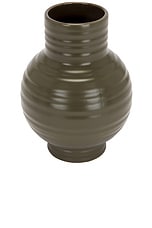 HAWKINS NEW YORK Essential Large Ceramic Vase in Olive, view 2, click to view large image.
