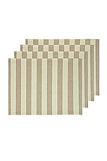 HAWKINS NEW YORK Essential Striped Set Of 4 Placemats in Olive & Sage, view 1, click to view large image.