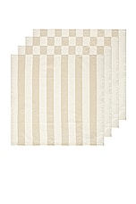 HAWKINS NEW YORK Essential Striped Set Of 4 Dinner Napkins in Ivory & Flax, view 1, click to view large image.