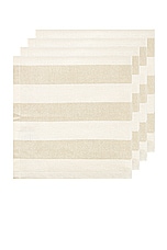 HAWKINS NEW YORK Essential Striped Set Of 4 Dinner Napkins in Ivory & Flax, view 2, click to view large image.