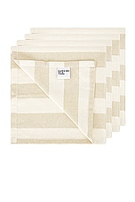 HAWKINS NEW YORK Essential Striped Set Of 4 Dinner Napkins in Ivory & Flax, view 3, click to view large image.