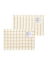 HAWKINS NEW YORK Essential Yarn Dyed Set Of 2 Dish Towels in Flax & Ivory, view 2, click to view large image.