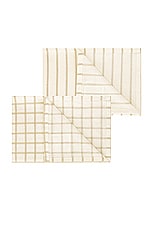 HAWKINS NEW YORK Essential Yarn Dyed Set Of 2 Dish Towels in Flax & Ivory, view 3, click to view large image.