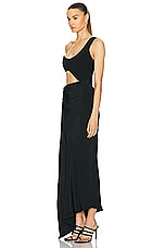 ILA Helen Corsetry Inspired One Shoulder Midi Dress in Black, view 3, click to view large image.
