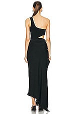 ILA Helen Corsetry Inspired One Shoulder Midi Dress in Black, view 4, click to view large image.