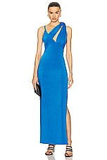 ILA Maria One Shoulder Triple Collar Maxi Dress in Blue, view 1, click to view large image.