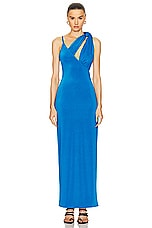 ILA Maria One Shoulder Triple Collar Maxi Dress in Blue, view 2, click to view large image.