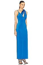 ILA Maria One Shoulder Triple Collar Maxi Dress in Blue, view 3, click to view large image.