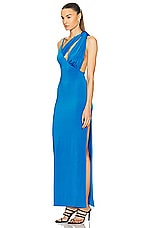 ILA Maria One Shoulder Triple Collar Maxi Dress in Blue, view 4, click to view large image.