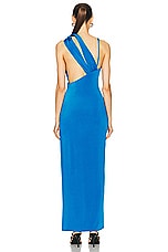 ILA Maria One Shoulder Triple Collar Maxi Dress in Blue, view 5, click to view large image.